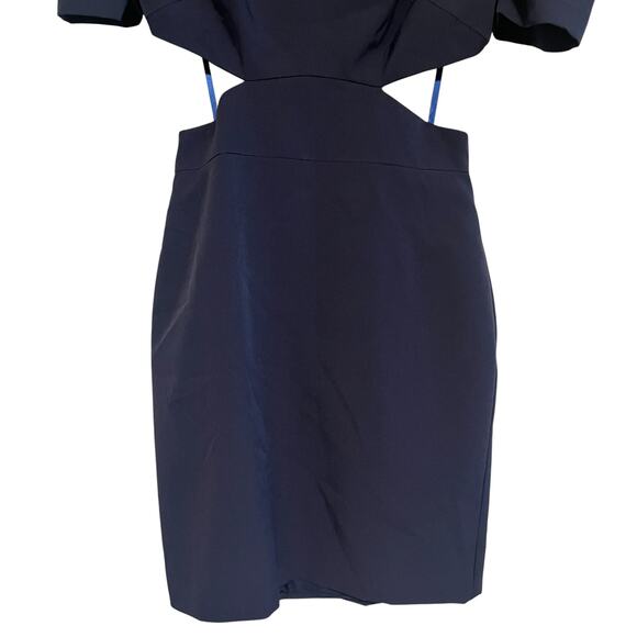 Ieena for Mac Duggal Cutout Waist Puff Sleeve Mini Dress Black Size 2 - Picture 3 of 9